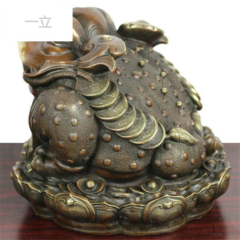 一立现代商务纯铜深色莲花金蟾三足金蟾家居装饰礼品摆件
