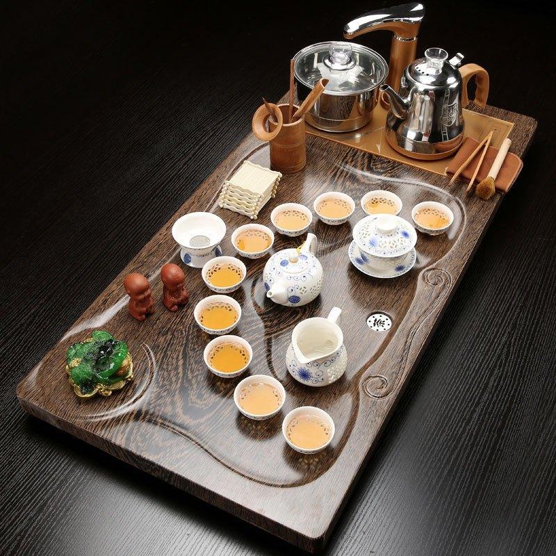 茶具功夫茶盘整套陶瓷茶壶套装茶杯中式全自动家用木制茶台实紫砂多色女雅痞装修图片