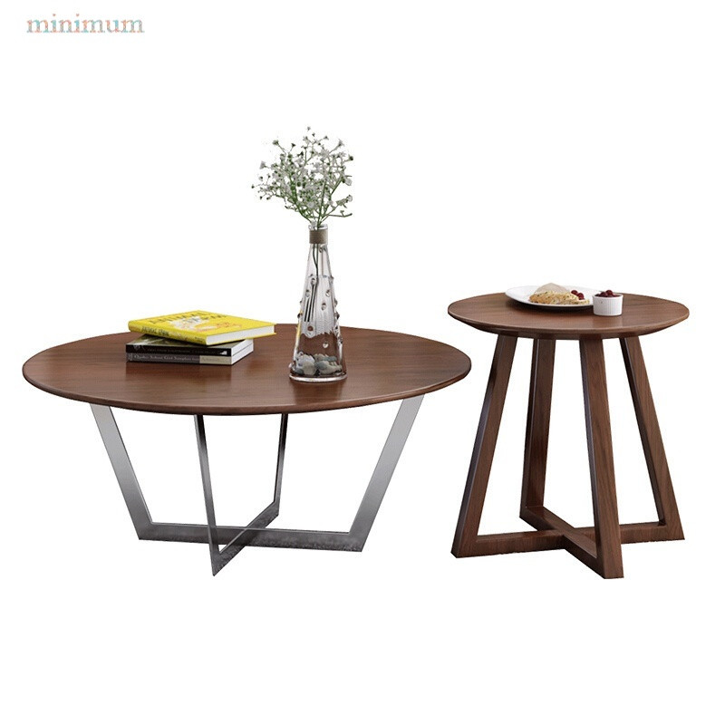 简约现代小户型茶几北欧圆形实木茶桌简约现代多功能小桌子