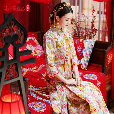 刘诗诗同款秀禾服2017新款龙凤褂新娘婚纱礼