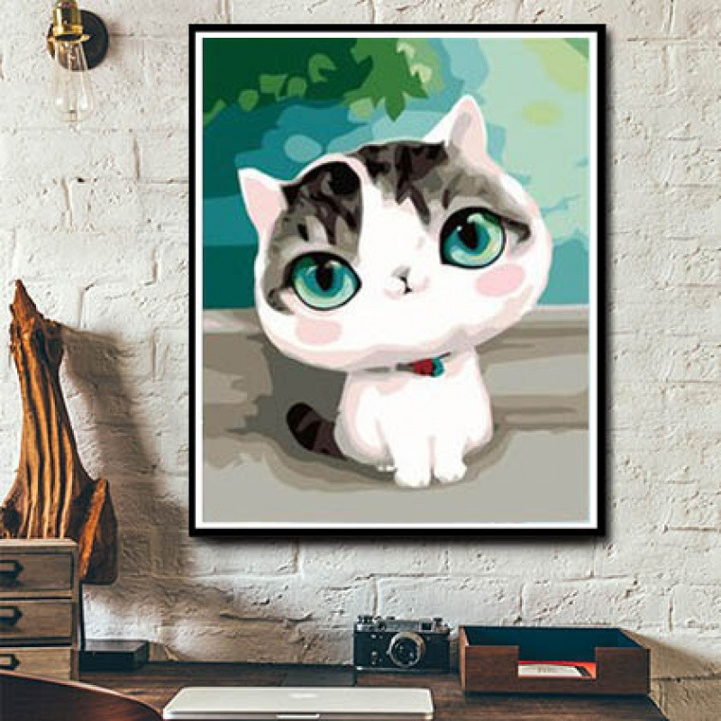 diy数字油画卡通动漫动物客厅风景手工填色油彩画小猫