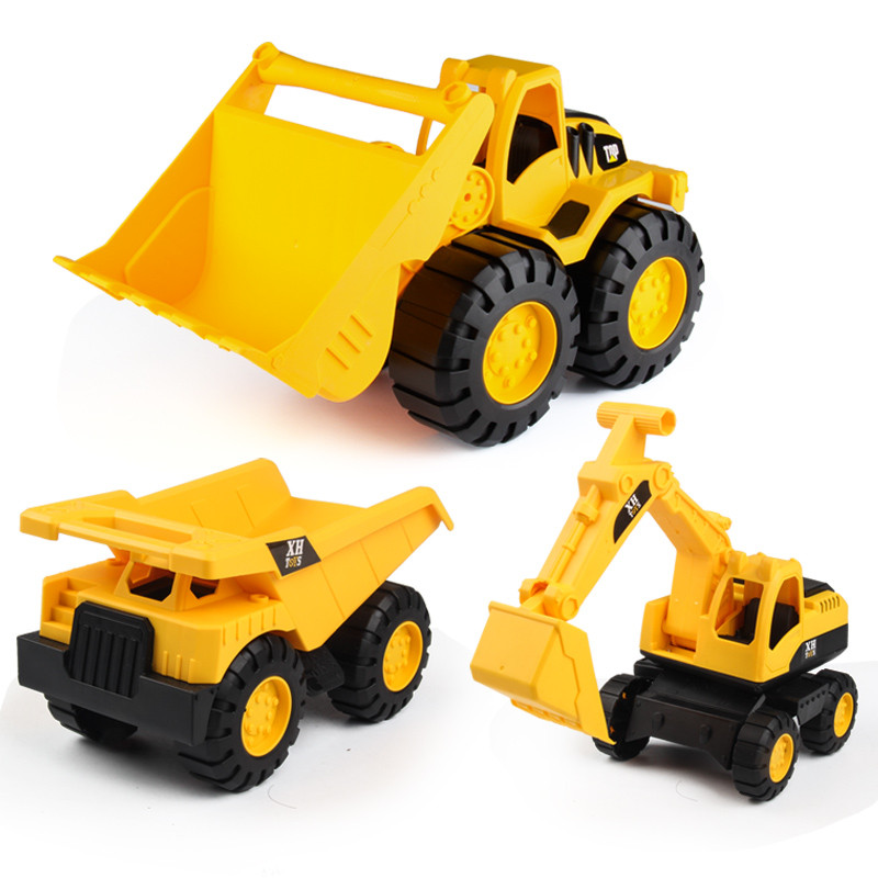 促销耐摔大号工程车挖掘机模型沙滩儿童男孩玩具仿真惯性滑行挖土机车