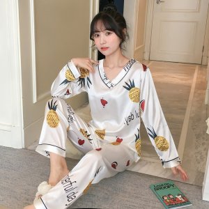 波迷娜（BOMINA)睡衣女甜美可爱九分袖韩版冰丝春季薄款宽松服套装