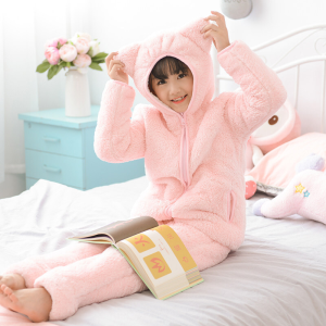 波迷娜(BOMINA)珊瑚绒睡衣女加厚韩版清新少女甜美可爱动物学生套装