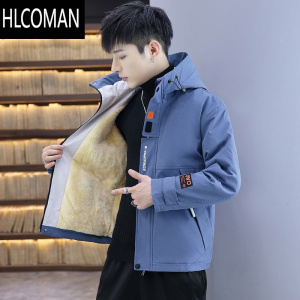 HLCOMAN2023冬季外套男士新款潮流加厚青少年学生棉衣休闲夹克加绒外套男