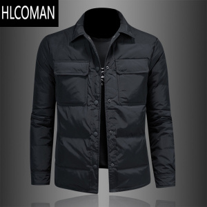 HLCOMAN2023冬季新款棉服男韩版修身衬衫领商务休闲加厚p暖青年棉衣外套