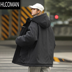 HLCOMAN日系cityboy黑色棉服男冬季加厚美式复古棉衣外套冬装袄子