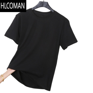 HLCOMAN220克圆领工作服纯白空白T恤男女文化衫班服定制印字印图logo