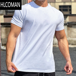 HLCOMAN运动短袖男T恤垫肩收袖口健身跑步训练肌肉撸铁狗兄弟美式纯色潮