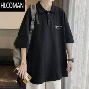 HLCOMAN日系polo衫男生短袖t恤夏季上衣服2024新款大码半袖衬衫