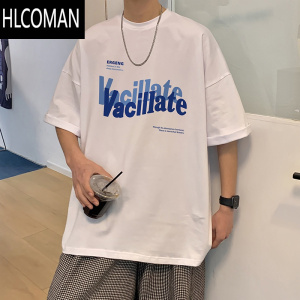 HLCOMAN短袖T恤男士夏季新款美式复古宽松嘻哈ins打底衣服体恤衫