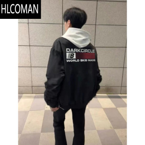 HLCOMAN美式高街oversize飞行夹克棒球服男秋季新款潮牌设计感宽松外套潮