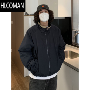 HLCOMAN 小撞色基础款冬季加厚p暖棉服男 立领情侣复古棉衣潮