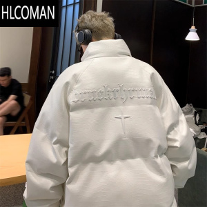 HLCOMAN美式潮牌pu皮棉服男款冬季立领棉衣外套宽松加厚面包服晋江棉袄子