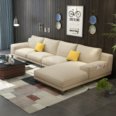 北欧布艺沙发组合简约现代可拆闪电客洗科技布沙发客厅轻奢整装乳胶沙发