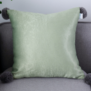 现代简约方形纯色抱枕北欧沙发样板房绒布靠枕绿色枕套45*45靠垫