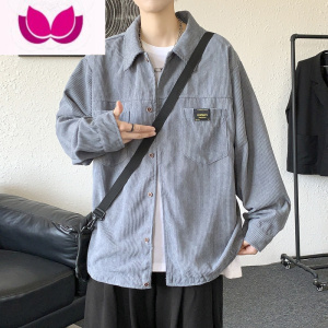 七斓秋季日系灯芯绒夹克外套男潮流复古加绒外穿衬衫款情侣百搭工装衣