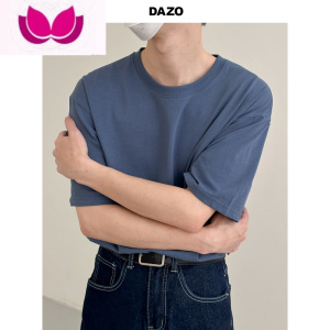 七斓DAZO 夏季纯色短袖T恤男圆领宽松打底五分袖上衣简约百搭韩版潮