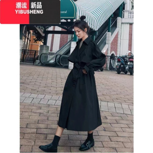 YIBUSHENG风衣女款2023新款中长款外套春秋韩系高个子设计感赫本风大衣