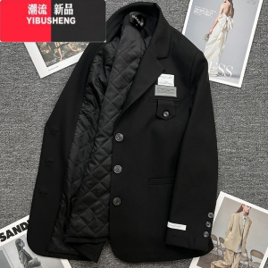 YIBUSHENG黑色小西装外套女2023春季小个子高级设计感小众休闲加厚西服
