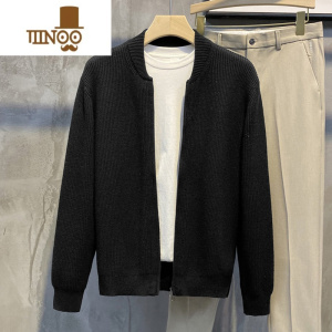 YANXU2022新款开衫毛衣男士韩版潮流双拉链外穿针织衫修身休闲外套