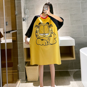 SHANCHAO2021年新款睡裙女夏季短袖大码胖MM睡衣宽松孕妇家居服200斤