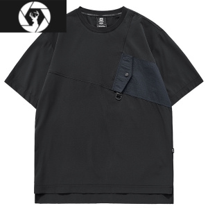 HongZun机能短袖T恤男士夏季潮牌圆领速干上衣冰丝宽松休闲运动体恤