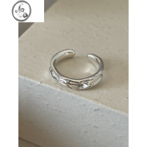 JiMi极简S925银银戒指女款个性时尚不规则溪流艺术纹理质感食指指环潮