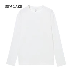 NEW LAKE230g至简纯棉长袖T恤 宽松卫衣内搭白色打底衫女2024新款短袖上衣
