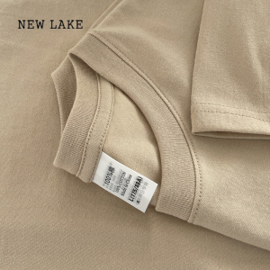 NEW LAKE人手一件基础纯色t恤180克精梳包边纯棉短袖百搭白色上衣女打底衫