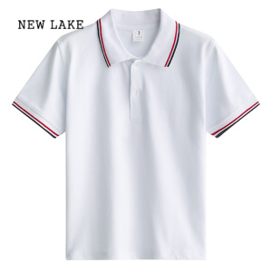 NEW LAKE中小学生校服内搭白色t恤短袖夏季男生POLO衫班服打底衫女生上衣