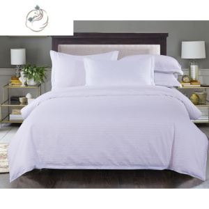 舒适主义纯白床单被套单件宾馆酒店床上用品缎条斜纹加厚被单被罩1.2m床品