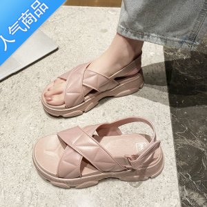 SUNTEK气质女凉鞋2023年新款韩版外观精致夏季厚底外穿海边沙滩鞋拖鞋女