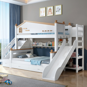 百冠环球 实木儿童床上下床两层高低床子母床小户型上下铺木床双层