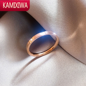 三颗钻石戒指女时尚个性轻奢冷淡风小众食指网红指环钛钢不褪色 KAMIXIWA