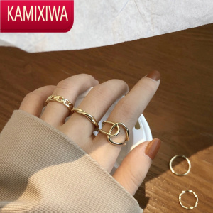 KAMIXIWA五件套装开口可调节戒指女小众设计日韩简约网红ins潮尾戒食指环