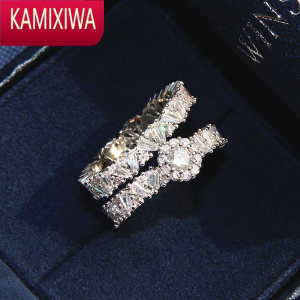KAMIXIWAS欧美设计感网红锆石双层指环女套装戒指潮人个性混搭尾戒