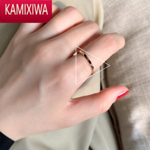 KAMIXIWAlove字母元素不规则钛钢戒指女ins潮气质简约百搭时尚个性食指戒