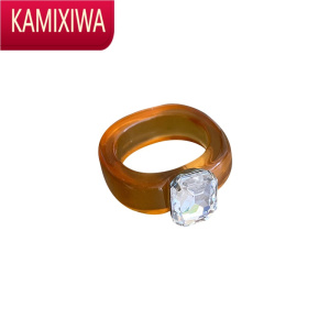 KAMIXIWA卖耳环的老大爷 韩国潮时尚ins个性多色小众设计轻奢树脂宝石戒指