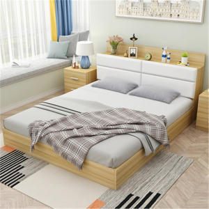 现代简约板式床1米2榻榻米1.8米出租双人床1.5米收纳床高箱储物床