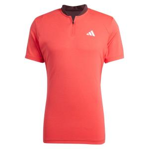 阿迪达斯(adidas)男士运动POLO衫透气速干半透明红白色网球服户外