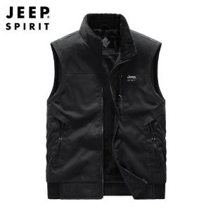 JEEP SPIRIT吉普秋冬中年马甲男士户外休闲立领保暖背心外套马夹