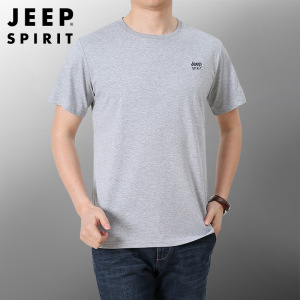 JEEP SPIRIT吉普新款夏季圆领宽松大码纯棉短袖T恤男夏装上衣