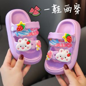 女童凉鞋夏季可爱超萌儿童拖鞋卡通兔子凉鞋婴幼儿两穿沙滩鞋