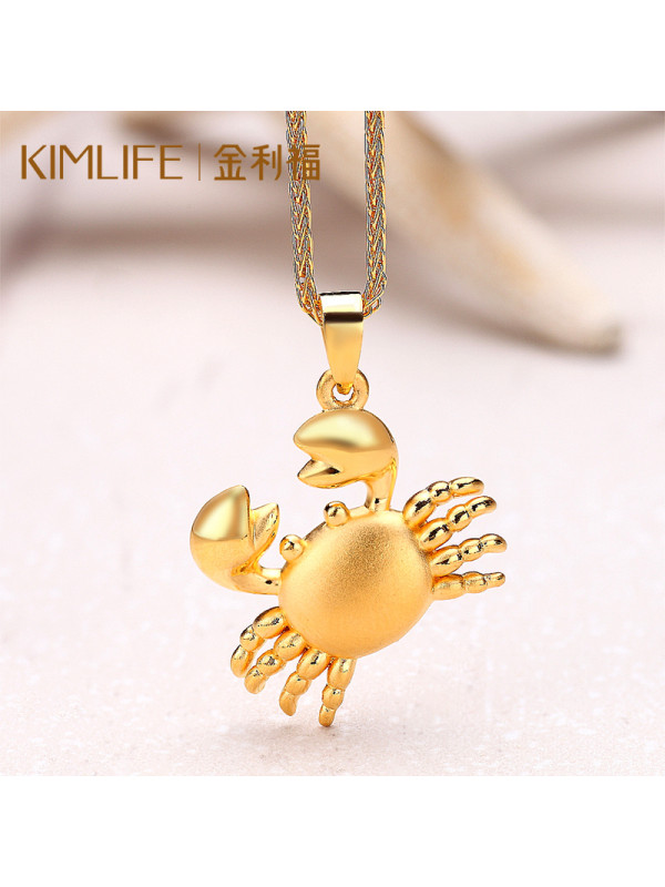 金利福珠宝 3d硬金吊坠足金女款黄金项坠小螃蟹坠子珠宝首饰 gd001191