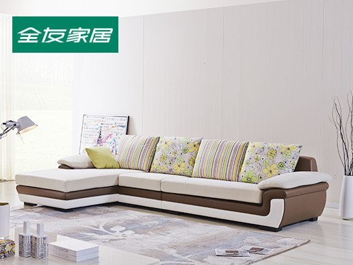 全友家居经典简约皮布大沙发102011咖啡色正