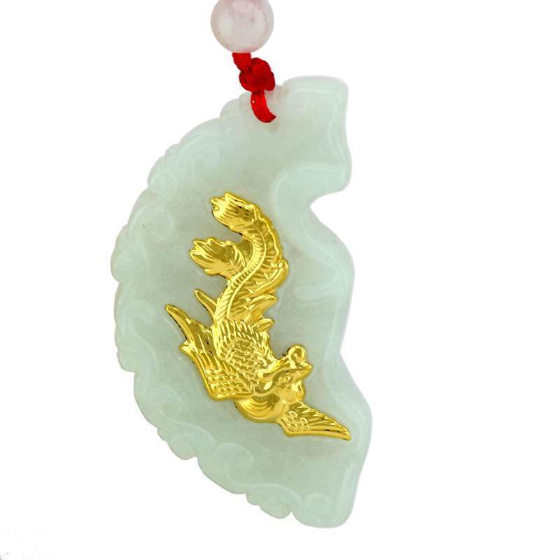 传神金镶玉翡翠凤吊坠