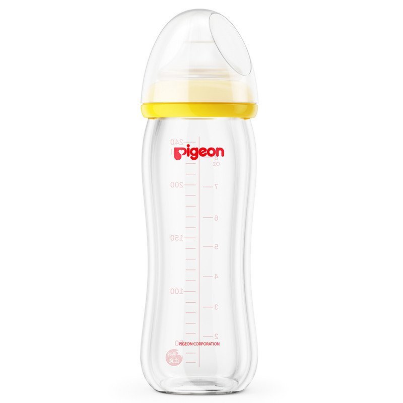 贝亲（Pigeon）自然实感宽口径玻璃奶瓶 240ml AA71（黄色）