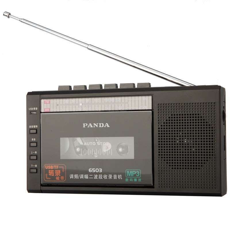 熊猫(PANDA) 6503 便携式收录机录音机磁带转录机USB插口MP3播放机播放器插卡音箱（黑色）