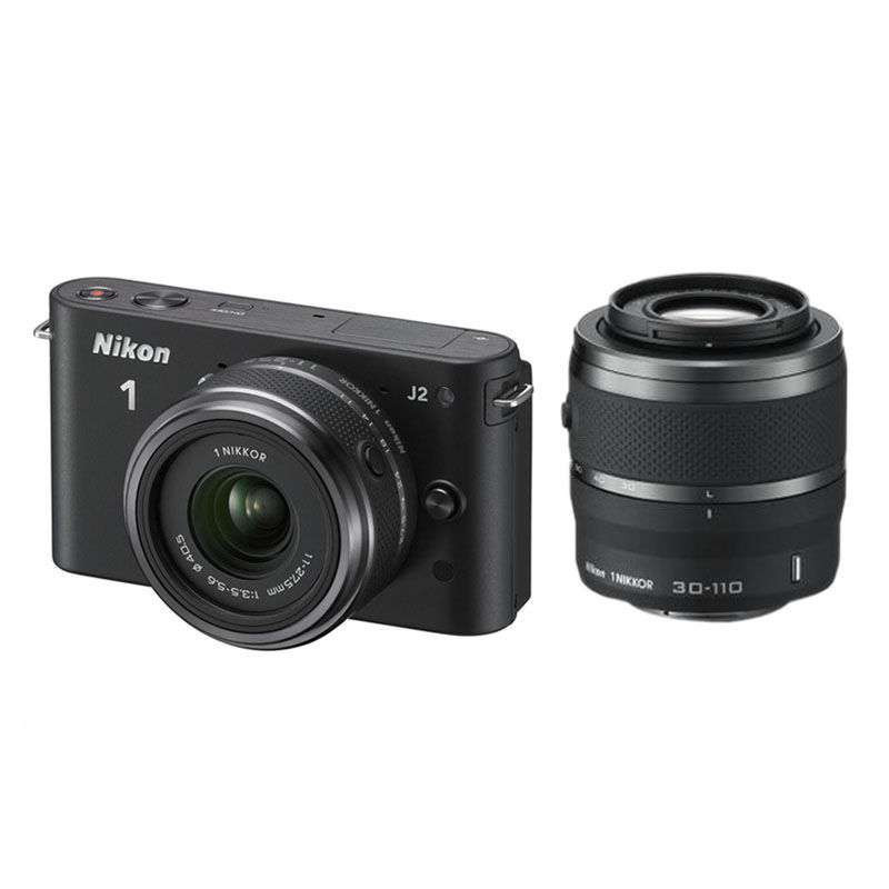 尼康 可换镜数码相机 J2双镜头（11-27.5mm f/3.5-5.6+30-110mm f/3.8-5.6）黑